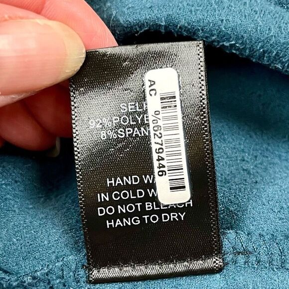 Joh. Turquoise V-neck Long Sleeve Blouse Suede Feel XL - Picture 10 of 10